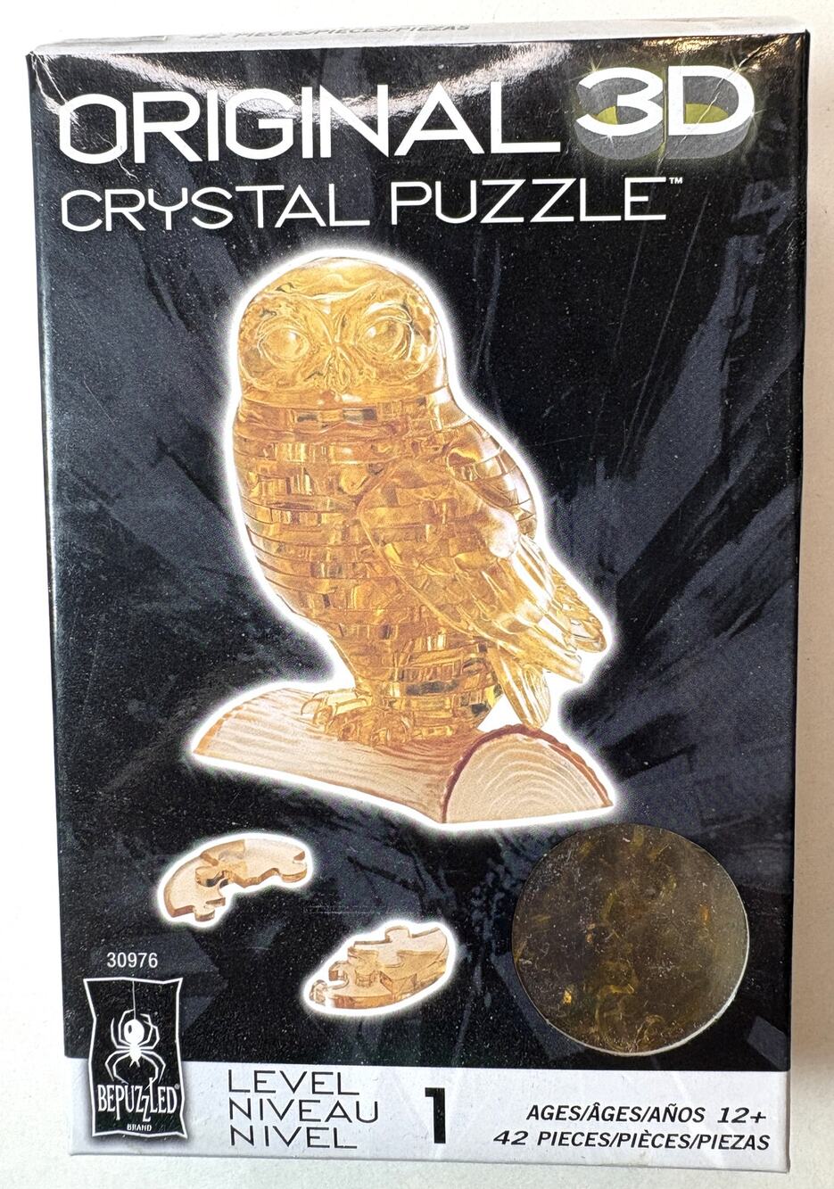 BePuzzled Original 3D Crystal Puzzle: Gold Owl (42 Pieces, Level 1) New vn